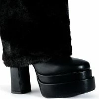 AZALEA WANG COCO FUR FOLD OVER BOOT IN BLACK -Sewing Down South shop azalea wang coco fur fold over boot in black black 5 5