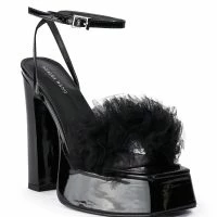 AZALEA WANG COLADA BLACK TULLE SANDAL -Sewing Down South shop azalea wang colada black tulle sandal black 3 3