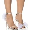 AZALEA WANG CORALIE STILETTO SATIN MULE SANDAL IN WHITE