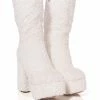 AZALEA WANG COZY CUTIE FAUX FUR CHUNKY PLATFORM BOOT IN WHITE