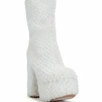 AZALEA WANG COZY CUTIE FAUX FUR CHUNKY PLATFORM BOOT IN WHITE -Sewing Down South shop azalea wang cozy cutie faux fur chunky platform boot in white white 3 3