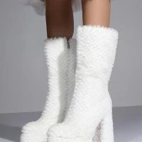 AZALEA WANG COZY CUTIE FAUX FUR CHUNKY PLATFORM BOOT IN WHITE -Sewing Down South shop azalea wang cozy cutie faux fur chunky platform boot in white white 7 7 c1