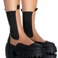 AZALEA WANG CRAZY LIKE ME FLATFORM BOOTIE IN SAND