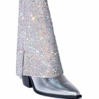 AZALEA WANG CRYSTALIZED RHINESTONE EMBELLISHED WESTERN BOOT IN SILVER -Sewing Down South shop azalea wang crystalized rhinestone embellished western boot in silver silver 3 3