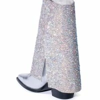AZALEA WANG CRYSTALIZED RHINESTONE EMBELLISHED WESTERN BOOT IN SILVER -Sewing Down South shop azalea wang crystalized rhinestone embellished western boot in silver silver 4 4