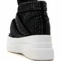 AZALEA WANG CYBER RHINESTONE EMBELLISHED PLATFORM SNEAKER IN BLACK -Sewing Down South shop azalea wang cyber rhinestone embellished platform sneaker in black black 5 5