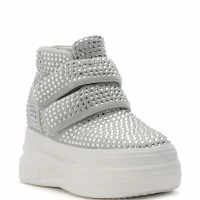 AZALEA WANG CYBER RHINESTONE EMBELLISHED PLATFORM SNEAKER IN SILVER -Sewing Down South shop azalea wang cyber rhinestone embellished platform sneaker in silver silver 3 3