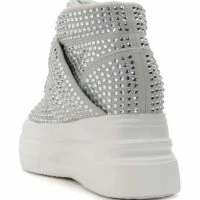 AZALEA WANG CYBER RHINESTONE EMBELLISHED PLATFORM SNEAKER IN SILVER -Sewing Down South shop azalea wang cyber rhinestone embellished platform sneaker in silver silver 4 4
