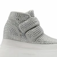 AZALEA WANG CYBER RHINESTONE EMBELLISHED PLATFORM SNEAKER IN SILVER -Sewing Down South shop azalea wang cyber rhinestone embellished platform sneaker in silver silver 5 5