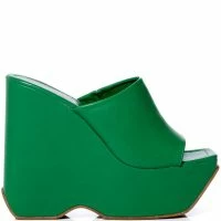AZALEA WANG DAIANE SLIP ON WEDGE SANDAL IN GREEN