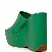 AZALEA WANG DAIANE SLIP ON WEDGE SANDAL IN GREEN -Sewing Down South shop azalea wang daiane slip on wedge sandal in green green 4 4