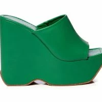 AZALEA WANG DAIANE SLIP ON WEDGE SANDAL IN GREEN -Sewing Down South shop azalea wang daiane slip on wedge sandal in green green 5 5