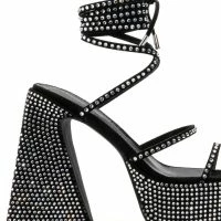 AZALEA WANG DEIRDRE EMBELLISHED CHUNKY SANDAL -Sewing Down South shop azalea wang deirdre embellished chunky sandal black 6 6