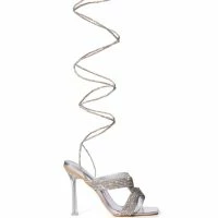 AZALEA WANG DELPHINE RHINESTONE LACE UP SANDAL IN SILVER -Sewing Down South shop azalea wang delphine rhinestone lace up sandal in silver silver 3 3