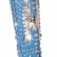 AZALEA WANG DENIM AND DIAMONDS KNEE HIGH STILETTO WESTERN BOOT IN DENIM -Sewing Down South shop azalea wang denim and diamonds knee high stiletto western boot in denim denim 5 5