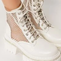AZALEA WANG DIAMOND DRIP FLATFORM BOOTIE IN WHITE -Sewing Down South shop azalea wang diamond drip flatform bootie in white white 5 5