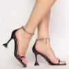 AZALEA WANG DIAMOND DRIP PAVE CHAIN SANDAL IN BLACK