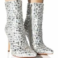 AZALEA WANG DIAMONDS ARE MY BESTIES STILETTO BOOTIE IN SILVER