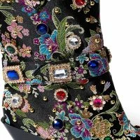 AZALEA WANG DILIGENT GEM EMBELLISHED BROCADE WESTERN BOOTIE IN BLACK -Sewing Down South shop azalea wang diligent gem embellished brocade western bootie in black black 5 5