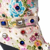 AZALEA WANG DILIGENT GEM EMBELLISHED BROCADE WESTERN BOOTIE IN BONE -Sewing Down South shop azalea wang diligent gem embellished brocade western bootie in bone bone 5 5