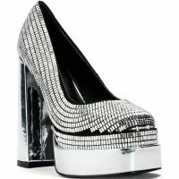 AZALEA WANG DISCO NIGHTS CHUNKY PLATFORM PUMPS IN SILVER -Sewing Down South shop azalea wang disco nights chunky platform pumps in silver silver 3 3