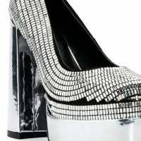 AZALEA WANG DISCO NIGHTS CHUNKY PLATFORM PUMPS IN SILVER -Sewing Down South shop azalea wang disco nights chunky platform pumps in silver silver 5 5