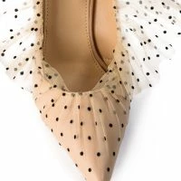 AZALEA WANG DISCREET TULLE POLKA DOT PUMP IN NUDE -Sewing Down South shop azalea wang discreet tulle polka dot pump in nude nude 5 5