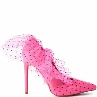 AZALEA WANG DISCREET TULLE POLKA DOT PUMP IN PINK
