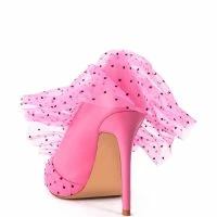 AZALEA WANG DISCREET TULLE POLKA DOT PUMP IN PINK -Sewing Down South shop azalea wang discreet tulle polka dot pump in pink pink 4 4