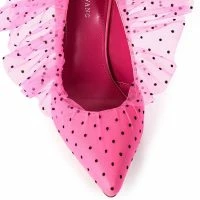 AZALEA WANG DISCREET TULLE POLKA DOT PUMP IN PINK -Sewing Down South shop azalea wang discreet tulle polka dot pump in pink pink 5 5