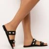 AZALEA WANG DO IT RIGHT FLAT SANDAL IN BLACK