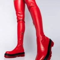 AZALEA WANG DO IT TO YA FLATFORM BOOT WITH 4 WAY STRETCH IN RED