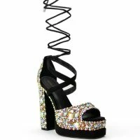 AZALEA WANG DO YOU YOUR THING CHUNKY SANDAL IN BLACK -Sewing Down South shop azalea wang do you your thing chunky sandal in black black 3 3