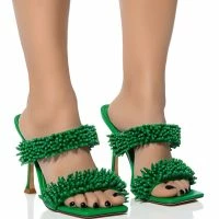 AZALEA WANG DOMITILLA SLIP ON STILETTO SANDAL IN GREEN