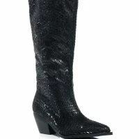 AZALEA WANG DRIVEN RHINESTONE WESTERN BOOT IN BLACK -Sewing Down South shop azalea wang driven rhinestone western boot in black black 3 3 c1