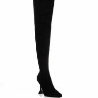 AZALEA WANG ELEVATE THIGH HIGH STRETCH SUEDE BOOT IN BLACK -Sewing Down South shop azalea wang elevate thigh high stretch suede boot in black black 3 3