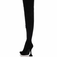 AZALEA WANG ELEVATE THIGH HIGH STRETCH SUEDE BOOT IN BLACK -Sewing Down South shop azalea wang elevate thigh high stretch suede boot in black black 4 4