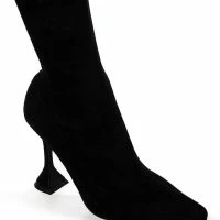 AZALEA WANG ELEVATE THIGH HIGH STRETCH SUEDE BOOT IN BLACK -Sewing Down South shop azalea wang elevate thigh high stretch suede boot in black black 5 5