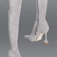AZALEA WANG ELEVATE THIGH HIGH STRETCH SUEDE BOOT IN GREY -Sewing Down South shop azalea wang elevate thigh high stretch suede boot in grey grey 1 1 c1