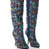 AZALEA WANG EMBER RHINESTONE DENIM STILETTO BOOT IN MULTI