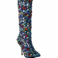 AZALEA WANG EMBER RHINESTONE DENIM STILETTO BOOT IN MULTI -Sewing Down South shop azalea wang ember rhinestone denim stiletto boot in multi multi 3 3
