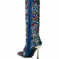 AZALEA WANG EMBER RHINESTONE DENIM STILETTO BOOT IN MULTI -Sewing Down South shop azalea wang ember rhinestone denim stiletto boot in multi multi 4 4
