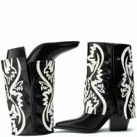 AZALEA WANG ESPERANZA WESTERN BOOTIE IN BLACK WHITE -Sewing Down South shop azalea wang esperanza western bootie in black white black white 5 5