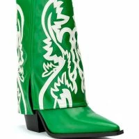 AZALEA WANG ESPERANZA WESTERN BOOTIE IN GREEN -Sewing Down South shop azalea wang esperanza western bootie in green green 3 3