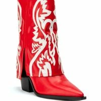 AZALEA WANG ESPERANZA WESTERN BOOTIE IN RED -Sewing Down South shop azalea wang esperanza western bootie in red red 3 3