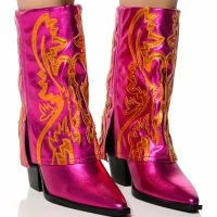 AZALEA WANG ESPERANZA WESTERN STYLE BOOTIE IN METALLIC FUCHSIA
