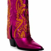 AZALEA WANG ESPERANZA WESTERN STYLE BOOTIE IN METALLIC FUCHSIA -Sewing Down South shop azalea wang esperanza western style bootie in metallic fuchsia pink 3 3