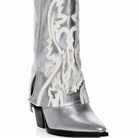 AZALEA WANG ESPERANZA WESTERN STYLE BOOTIE IN METALLIC SILVER -Sewing Down South shop azalea wang esperanza western style bootie in metallic silver silver 3 3 c1