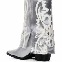 AZALEA WANG ESPERANZA WESTERN STYLE BOOTIE IN METALLIC SILVER -Sewing Down South shop azalea wang esperanza western style bootie in metallic silver silver 4 4 c1