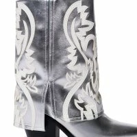 AZALEA WANG ESPERANZA WESTERN STYLE BOOTIE IN METALLIC SILVER -Sewing Down South shop azalea wang esperanza western style bootie in metallic silver silver 5 5 c1